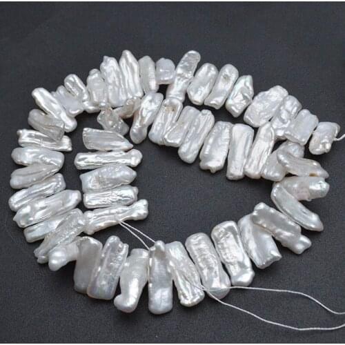 8*20mm Horizontal Hole Rectangle Good Quality Natural White Pearl Loose Beads for Women Makings Fit Bracelet Wholesale Jewelry