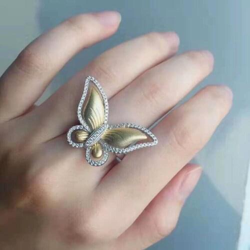 Butterfly Shining Crystal Zircon Ring for Women Princess Luxury Rings Jewelry Fashion Party Birthday Gifts Dropshipping
