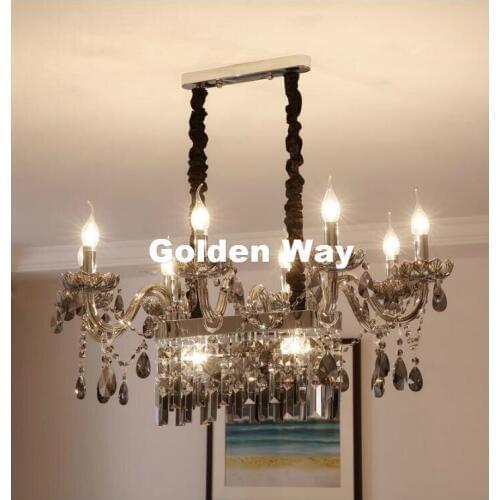Free Shipping Modern Crystal Chandeliers Lighting Lustre de Crystal Smokey Grey Ceiling Lamp Dining room Light Fixtures LED Lamp
