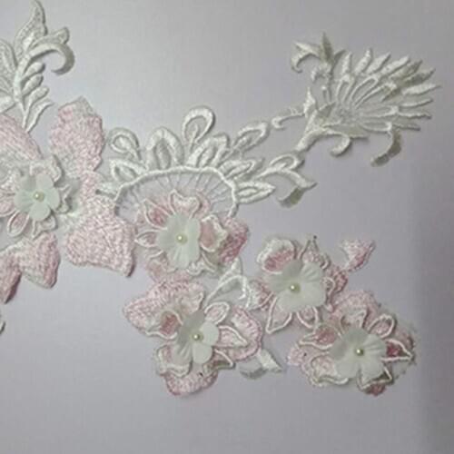 30x22cm Handmade 3D Pin Bead Lace Fabric Trim Flower Wedding Bride Wedding Dress DIY Decorative Lace Accessories Sewing Material