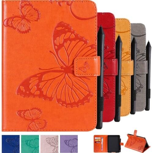 For Amazon Kindle Paperwhite 4 3 2 1 Case Cover 3D Emboss Butterfly Leather Clip Flip wallet Paperwhite 1/2/3 e Book Shell Stand