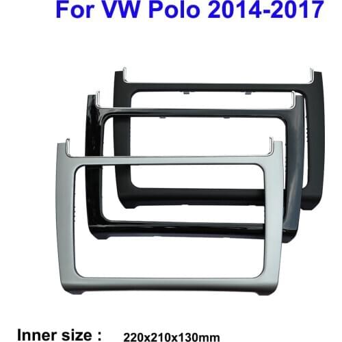 Double 2 DIN Car Dashboard Panel Refitting Frame Kit Radio Audio Fascia Trim Bezel Faceplate For VW POLO 2014-2017