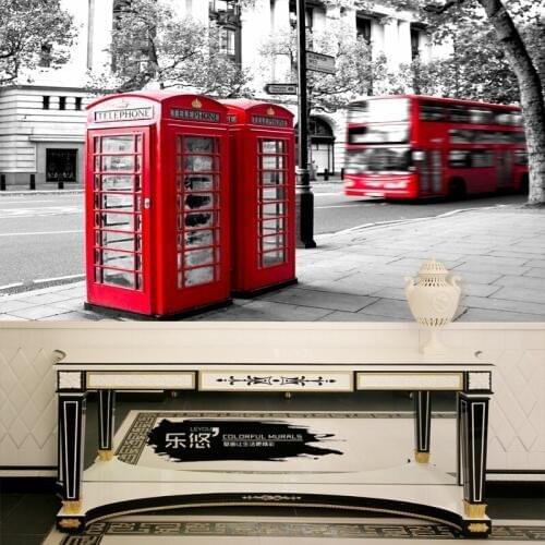 Photo wallpaper 3D stereoscopic custom wallpaper Vintage 3D mural Bar Cafe KTV background telephone booth wallpaper mural