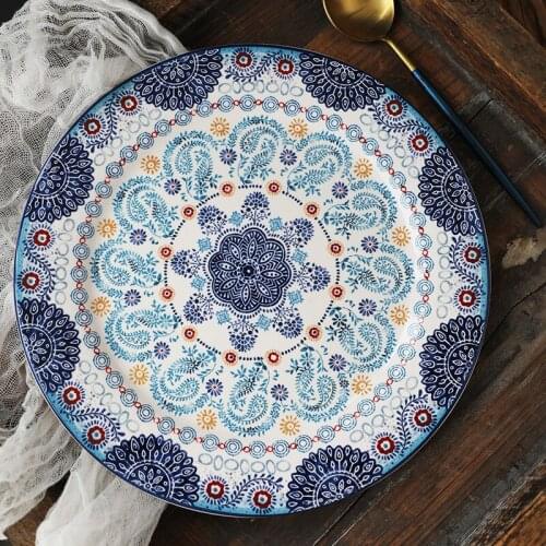 Ceramic 11 Inch Dinner Plate Steak Sushi Plate Fruit and Vegetable Salad PlateRestaurant Table Decoration PlateDesktop Ornaments