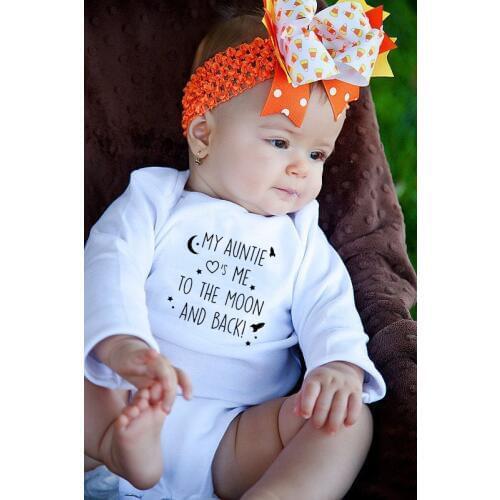 My Auntie Take Me To The Moon and Back Print Baby Rompers Long Sleeve Newborn Clothing Infant Rompers Toddler Clothes