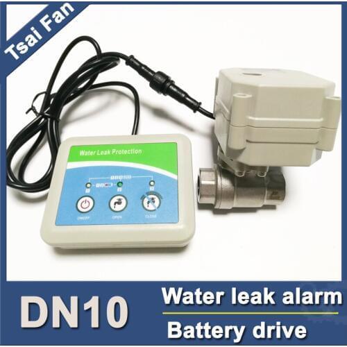 Water leak controller with stainless DN10 electric valve, shut off water automatically,smart home water leak alarm DC3V