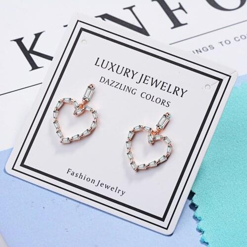 Korean Love-shaped Earrings Womens Long Diamond Earrings Earrings Fashion Net Red Hundred Fresh Earrings Earrings for Women