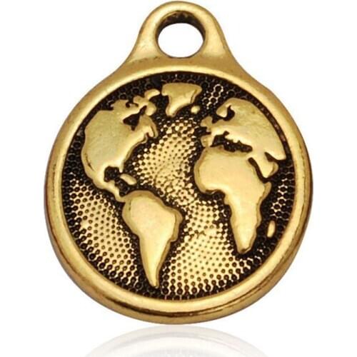 16.5mm Round Metal Earth Charms Jewelry Accessory, Alloy Logo Pendant for Jewelry Making, 20pcs/lot