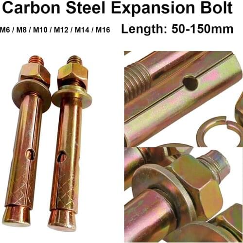 3Pcs Carbon Steel Zinc Plated Wedge Anchor Expansion Bolt Built-in Expansion Screw M6 M8 M10 M12 M14 M16
