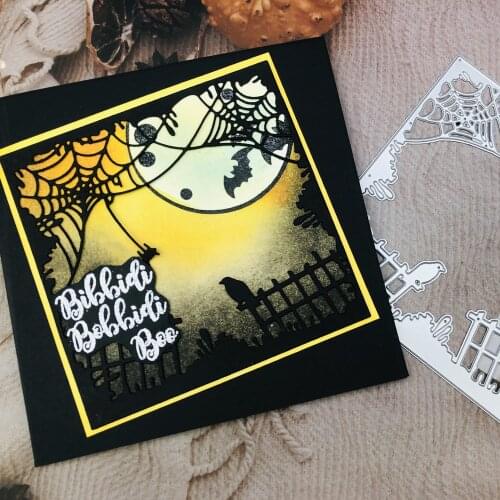 Alinacutle Metal Cutting Dies Cut Halloween Spider Web Square Frame Scrapbooking Paper Craft Handmade Album Card Punch Art Knife