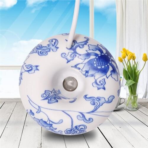 Mini Donut Ultrasonic Humidifier Blue And White Porcelain Aromatherapy Diffuser Mist Maker Fogger For Home Office Gift Light