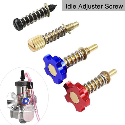 Motorcycle Alconstar- Red/Blue Billet Carburetor Easy Air Fuel Mixture Idle Speed Adjuster Screw For Keihin PWK