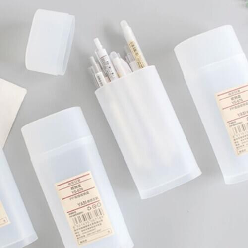 Desktop Translucent Pencil Box Pen Holder Storage Box with Lid Stationery School Office Supplies