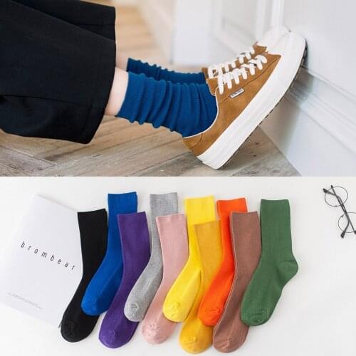 Spring Summer Breathable Solid Color Casual Women Cotton Socks Standard Middle Tube Crew Short Socks Ladies Quick drying Sox