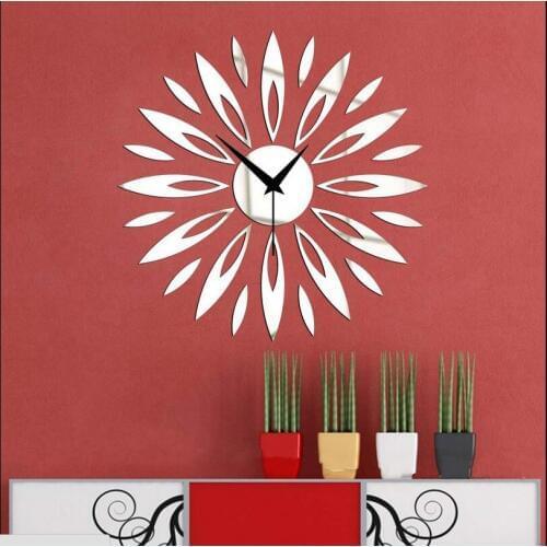 New large wreath decorative mirror clock sticker , new watches fashion personality mirror clock 3D wall stickers