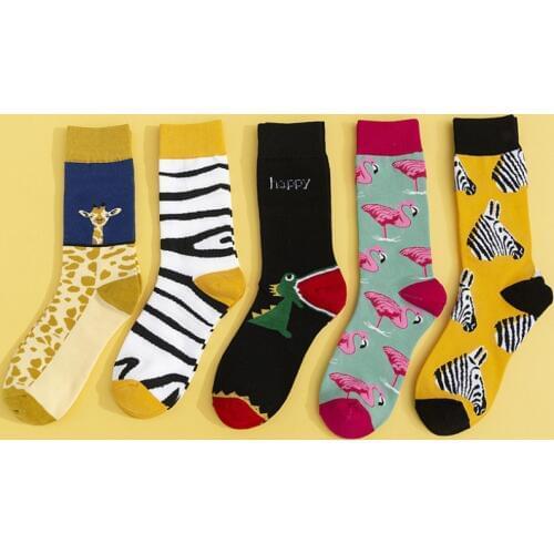 Autumn Winter Cartoon Animals Funny Socks Women with Zebra Retro Japanese Style Kawaii Socks Cotton for Ladies 120501