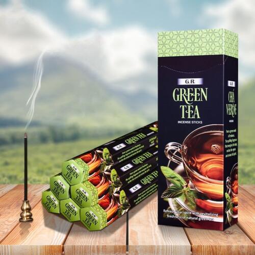 6 Small Boxes/Big Box India Incense Natural Green Tea Aroma Incense Stick Clean Air Indoor Spices Air Freshener Aromatherapy