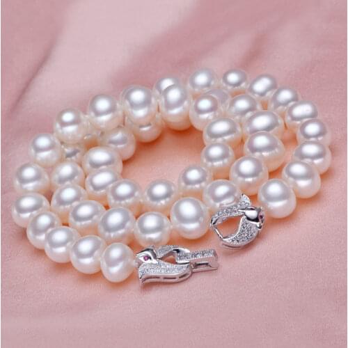 Eternal wedding Women Gift word 925 Sterling silver real [bright pearl] natural freshwater nearly round pearl necklace, genuine