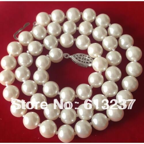 White Shell Simulated Pearl Round Beads Strand Necklace 8mm Diy Charming Necklaces For Women Prom Gifts Jewelry 18 inch MY4075