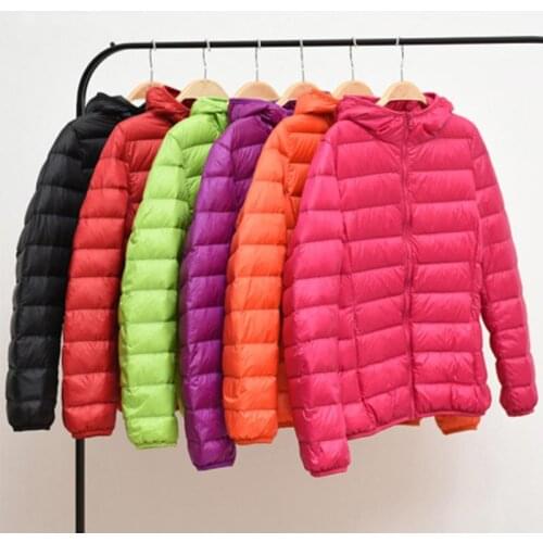 New Brand Autumn Winter Light Down JacketWomens Fashion Hooded Short Large Ultra-thin Lightweight Youth Slim Coat Down Jackets