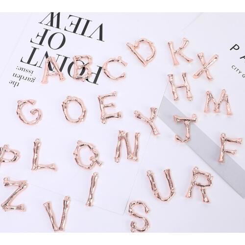 Rose Gold Silver Alphabet Capital Initial Letter Charms 35mm Pendant Jewelry DIY Accessories For Customized Earrings Necklace