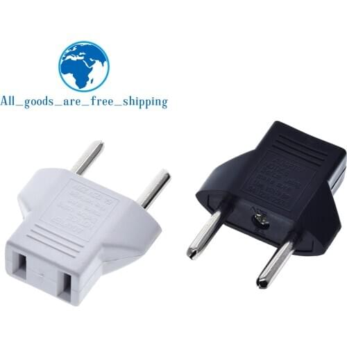 TZT Universal US To EU Plug USA To Euro Europe Travel Wall AC Power Charger Outlet Adapter Converter 2 Round Socket Input Pin