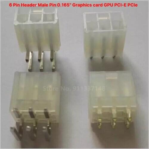 1000pcs 4.2 mm 6 Pin Header Male Pin 0.165" Graphics card GPU PCI-E PCIe Power connector Right Angle Through Hole PCB Video card