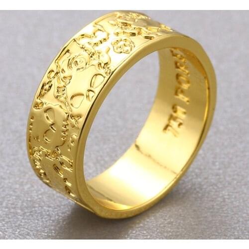 Vintage Engraving Flower Skull Ring Gold Color Men Women Finger Ring Biker Accessories Party Club Ring Jewelry Gift