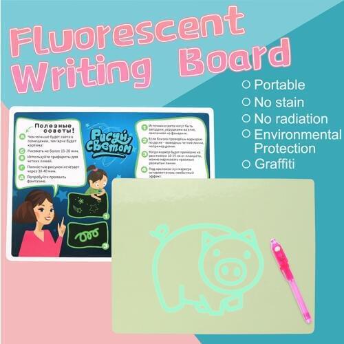 Magic Russian Language Noctilucent Drawing Board Writing Draw With Light Educational Toys for Children Kids