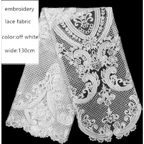High quality off white Wedding dress evening dress embroidered cording lace fabric