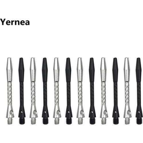 Yernea High-quality 6Pcs/Lot Darts Shaft Aluminium Alloy Material 45mm Shafts Silvery White and Black Two Colour