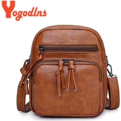 Yogodlns Vintage Crossbody Bag Women Soft PU Leather Shoulder Bag Multifunction Messenger Bag Small Square Bag Big Capacity Bag