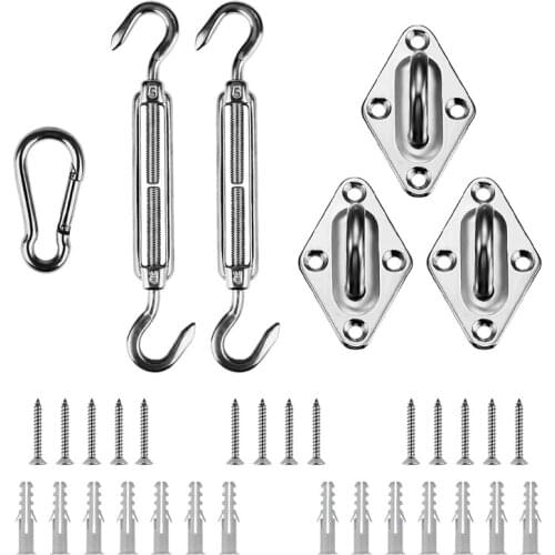 Shade Sail Hardware Kit for Triple-cornered Sun Shade Sail Installation,Stainless Steel Turnbuckle Snap Hook for Garden