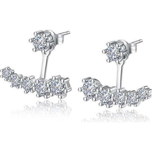 Six Claw Zircon Front Back Double Sided Leaves Earrings For Women 925 Sterling Silver Party Gift Jewelry Oorbellen SAE347