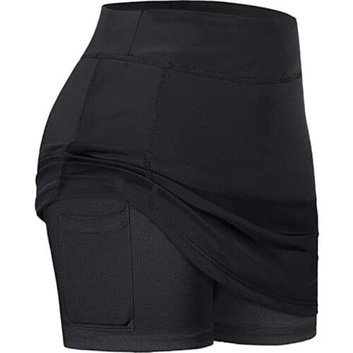 Women Tennis Skirts Inner Shorts Elastic Sports Golf Skorts with Pockets Fit Yoga Fitness Running M