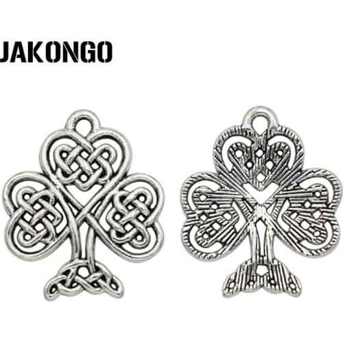 12PCS Antique Silver Plated Knot Heart Tree Pendants for Jewelry Making Bracelet Accessories DIY Handmade Craft 23x19mm