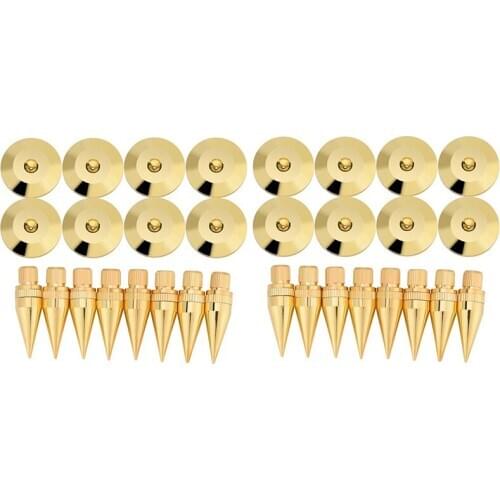 16 Pairs 6 x 36mm Copper Speaker Spike Isolation Stand + Base Pad Feet Mat Speaker Isolation Speaker Isolation Pads