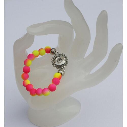 2PC Children Kids Beauty green&yellow color rubber beads snap button Bracelets 15cm fit 12MM diy snap button jewelry 6Colors