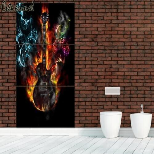 3PCS Diamond Embroidery Abstract flame guitar Diamond Painting Full Square New Arrival Diamond Mosaic Pictures With Rhinestone