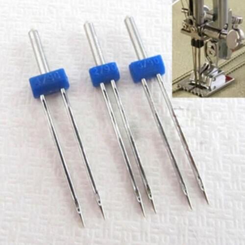 3Pcs Size 2/90 3/90 4/90 Double Twin Sewing Machine Accessories Needles Pins