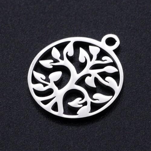 5pcs/lot 17*14mm Stainless Steel Tree Of Life Pendant Bracelet Charms DIY Jewelry Making Handicraft Accessories Wholesale