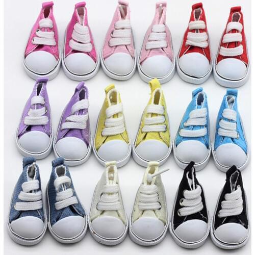 9 color Assorted 5 cm Canvas Shoes For BJD Doll Fashion Mini Toy Shoes Sneaker Bjd Doll Shoes for Russian Doll Accessories