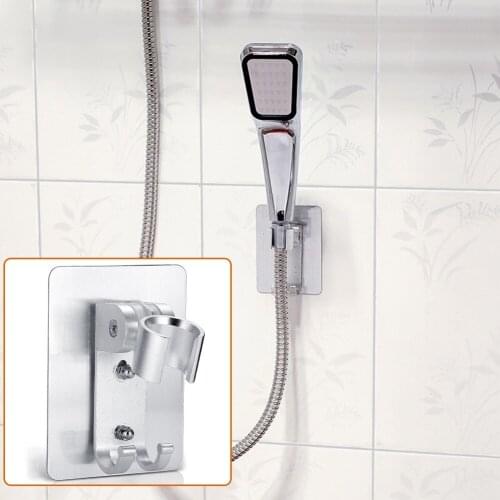 Punch-free Space Aluminum Shower Mounting Bracket Base Patch Hand Shower Hose Wall Sticking Hook Type Bathroom Accessories