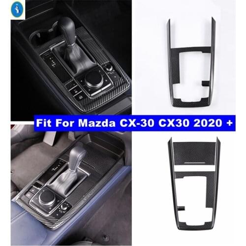 Car Accessories Center Control Gear Box Shift Water Cup Holder Panel Cover Trim Fit For Mazda CX-30 2020 2021 Carbon Fiber Look