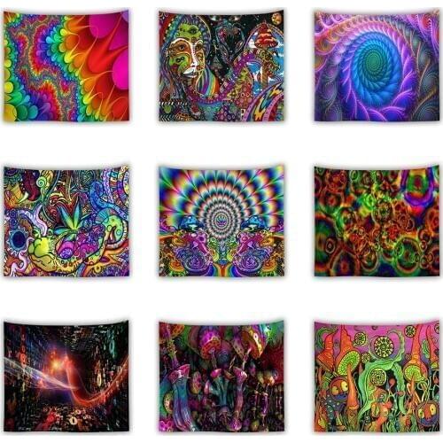 Bohemia Colorful Mandala Wall Hanging Tapestry Hippie Psychedelic Carpet Mushroom Plants Music Personality Wall Cloth Tapestries