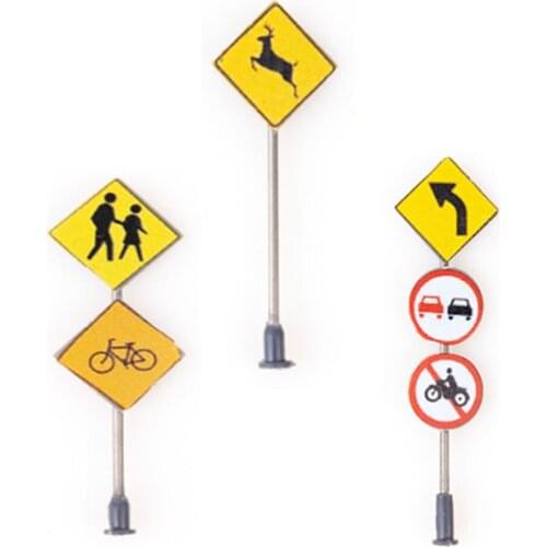 DIY Traffic Road Signs Model Diorama Toy Accessories Sand Table Architectural Landscape Garden Decoration Gifts For Kids