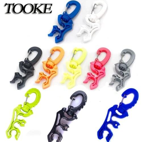 Scuba Colorful Diving Plastic Double BCD Hose Holder with Clip Buckle hook Black