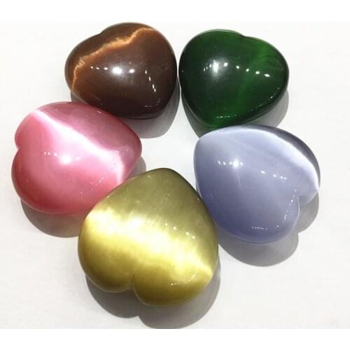 Hot Sale Beautiful Colorful Cat Eye Stone Carved Heart For Home Decor