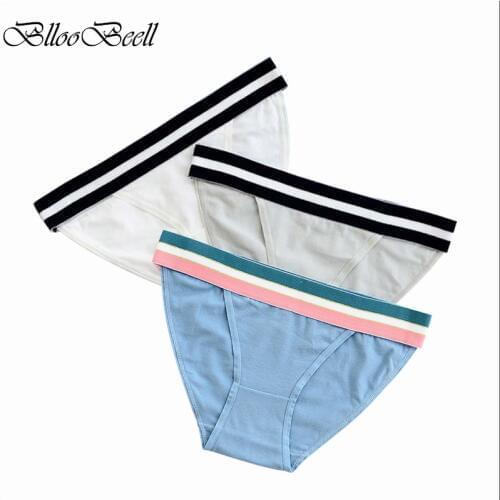 BllooBeell Cotton Womens Panties Underwear Sexy Briefs Wide Belt Girls Panties for Women Low Rise Female Lingerie 3pieces/set