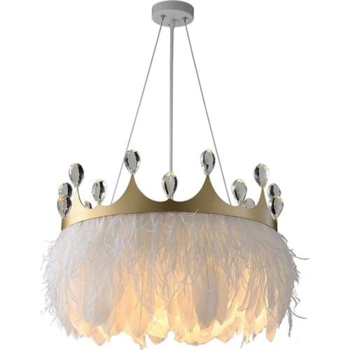 Crown Crystal Chandeliers Light Luxury Living Room Decor Modern Childrens Room Warm Chandelier Lamp